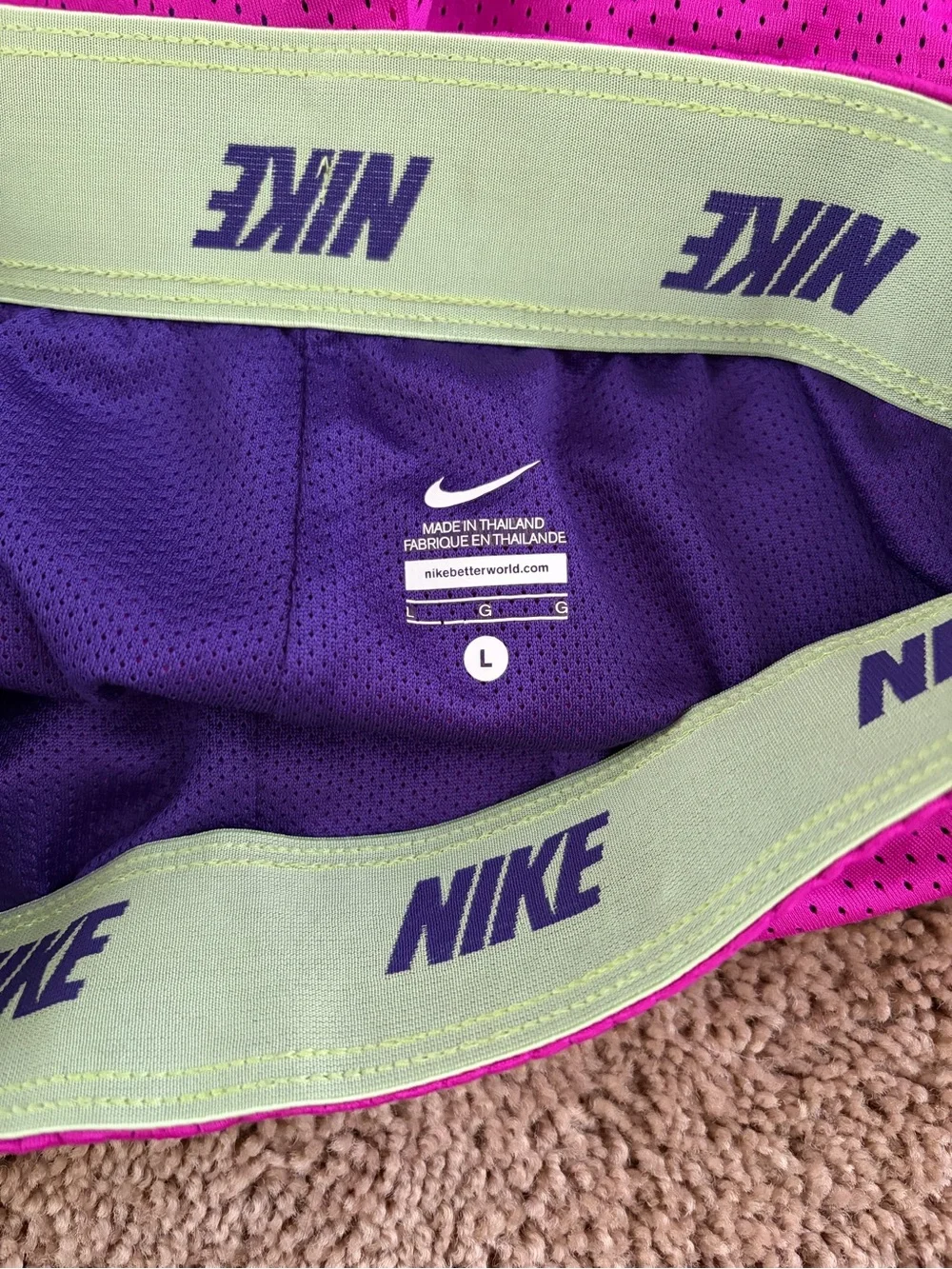 Nike Girls Hot Pink Mesh Athletic Shorts with Purple Trim